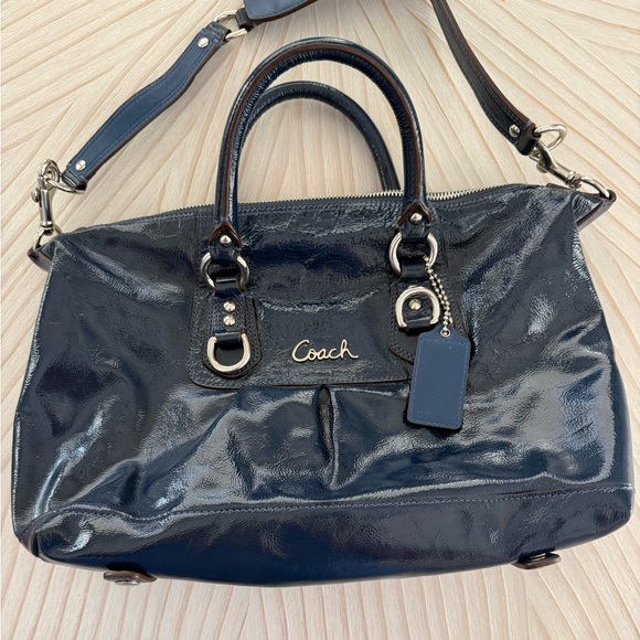 Coach Madison Sabrina Midnight Blue Patent Leather Satchel Bag - Picture 8 of 12